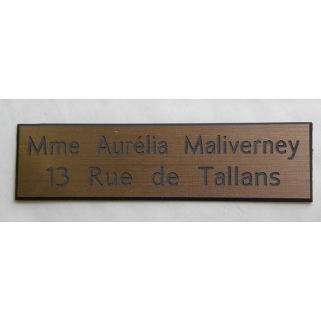 Plaque de boite aux lettres couleur cuivre 2 lignes format 10 x 2,5 cm