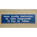 plaque de boite aux lettres 3 lignes bleu - fabrication française