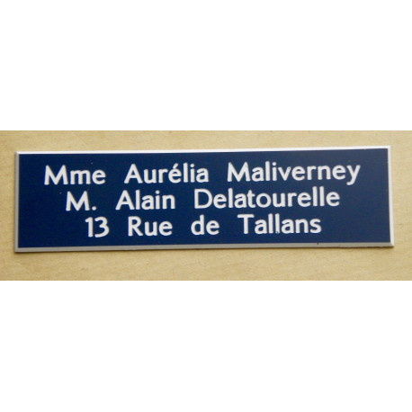 plaque de boite aux lettres 3 lignes bleu marine fabrication française