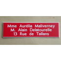 plaque de boite aux lettres 3 lignes rouge format 10x2,5 cm