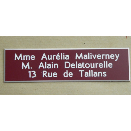 plaque de boite aux lettres lie de vin 3 lignes 25x100 mm