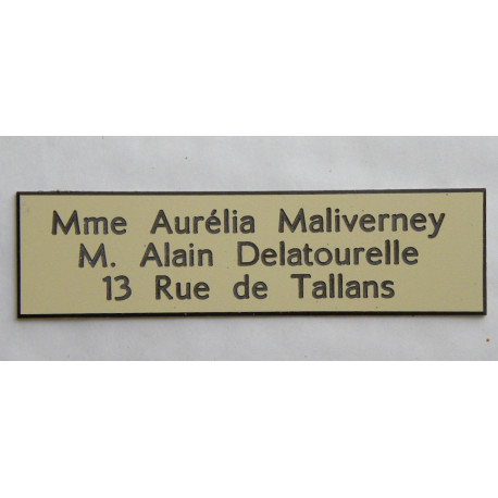 plaque de plaque boite à lettres ivoire 3 ligne personnalisation en ligne 25x100 mm