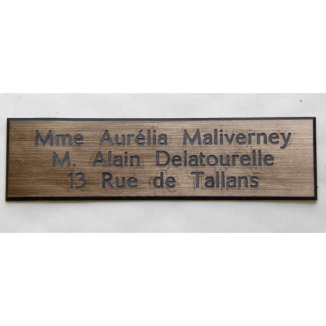 plaque de boite aux lettres 3 lignes couleur métal adhésive
