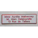 plaque de boite aux lettres autocollante 3 lignes blanc rouge