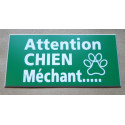 plaque gravée "ATTENTION CHIEN MECHANT" finition biseautée format 98 x 200 mm