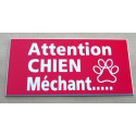 plaque gravée "ATTENTION CHIEN MECHANT" finition biseautée format 98 x 200 mm