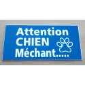 plaque gravée "ATTENTION CHIEN MECHANT" finition biseautée format 98 x 200 mm