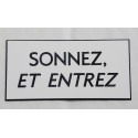 plaque adhésive "SONNEZ ET ENTREZ" blanche
