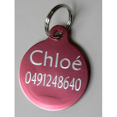 Médaille "FOOT" rose pour Chien gravure 1 face 32 mm