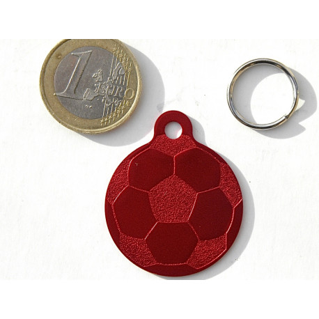 Médaille "FOOT" rouge pour Chien gravure 1 face 32 mm