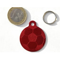 Médaille "FOOT" rouge pour Chien gravure 1 face 32 mm