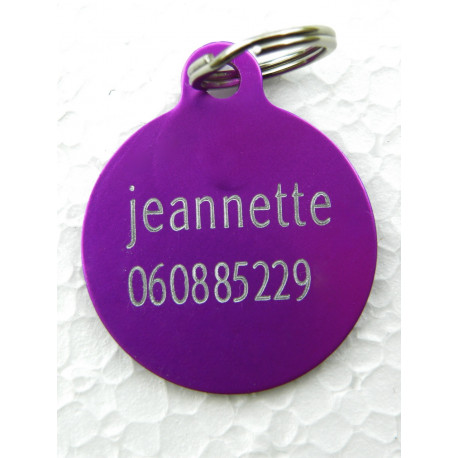 Médaille "FOOT" violette pour Chien gravure 1 face 32 mm