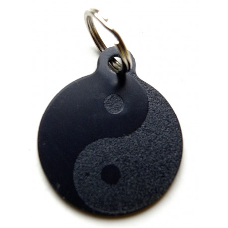 Médaille gravée "YING YANG" noire pour Chien personnalisable gravure 1 face Ft 32 mm
