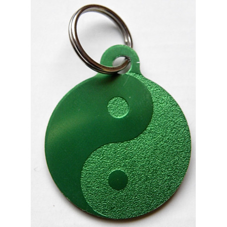 Médaille gravée "YING YANG" verte pour Chien personnalisable gravure 1 face Ft 32 mm