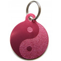 Médaille gravée "YING YANG" rose pour Chien personnalisable gravure 1 face Ft 32 mm