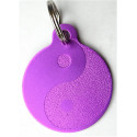 Médaille gravée "YING YANG" violette  pour Chien personnalisable gravure 1 face Ft 32 mm