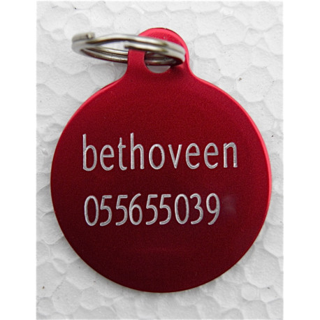 Médaille gravée "YING YANG" rouge  pour grand Chien