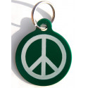 Médaille gravée "PEACE AND LOVE" verte pour Chien personnalisable gravure 1 face Ft 32 mm