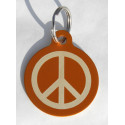 Médaille gravée "PEACE AND LOVE" orange pour Chien personnalisable gravure 1 face Ft 32 mm
