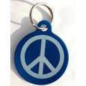 Médaille gravée "PEACE AND LOVE" bleu pour Chien personnalisable gravure 1 face Ft 32 mm