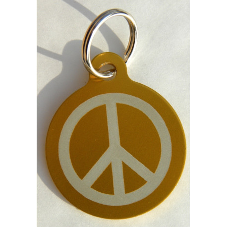 Médaille gravée "PEACE AND LOVE" dorée pour Chien personnalisable gravure 1 face Ft 32 mm