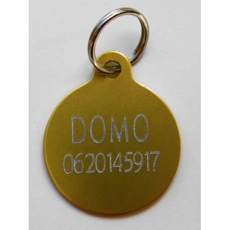 Médaille gravée "PEACE AND LOVE" dorée pour Chien personnalisable gravure 1 face Ft 32 mm