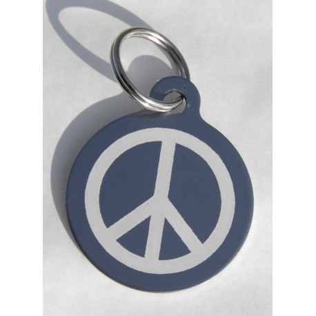 Médaille gravée "PEACE AND LOVE" argentée pour Chien personnalisable gravure 1 face Ft 32 mm