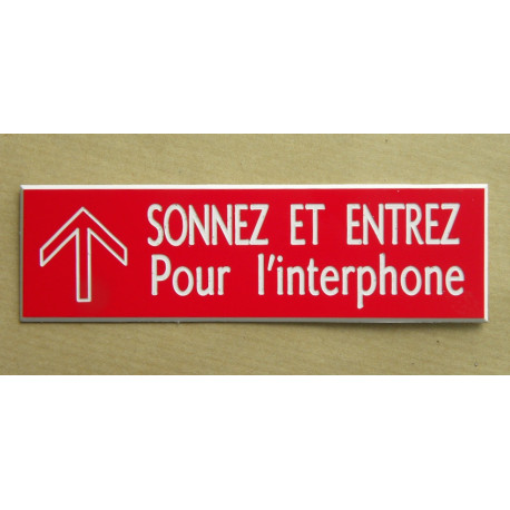 plaque adhésive "SONNEZ ET ENTREZ Pour l'interphone" ROUGE