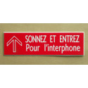 plaque adhésive "SONNEZ ET ENTREZ Pour l'interphone" ROUGE