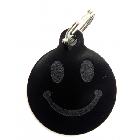 Médaille gravée "SMILEY" NOIRE pour Chien gravure 1 face Ft 32 mm