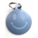 Médaille gravée "SMILEY" bleu argentée pour Chien gravure 1 face Ft 32 mm