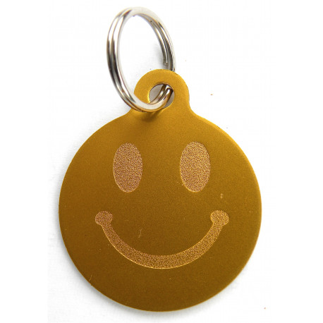 Médaille gravée "SMILEY" dorée pour Chien gravure 1 face Ft 32 mm