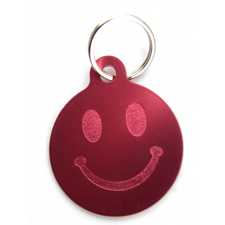 Médaille gravée "SMILEY" rose pour Chien gravure 1 face Ft 32 mm
