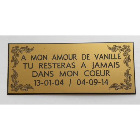 plaque gravée funéraire format 50 x 120 mm personnalisable 4 lignes 