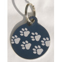 Médaille gravée "motifs pattes" argentée pour Chien gravure 1 face Ft 32 mm