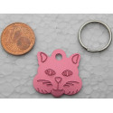 Médaille "tete de chat" rose pour Chaton personnalisable gravure 1 face ft 22x22 mm