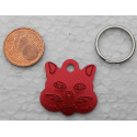 Médaille "tete de chat" rouge pour Chaton personnalisable gravure 1 face ft 22x22 mm