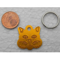 Médaille "tete de chat" orange pour Chaton personnalisable gravure 1 face ft 22x22 mm