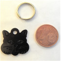 Médaille "tete de chat" noir pour Chaton personnalisable gravure 1 face ft 22x22 mm