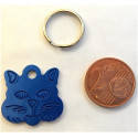 Médaille "tete de chat" bleu pour Chaton personnalisable gravure 1 face ft 22x22 mm