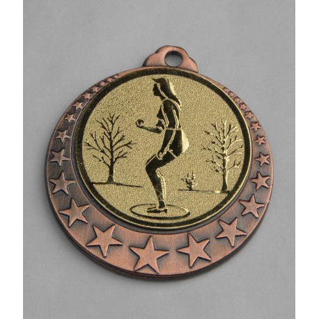 MEDAILLE GRAVEE THEME "PÉTANQUE féminine" 40 MM GRAVURE PERSONNALISATION