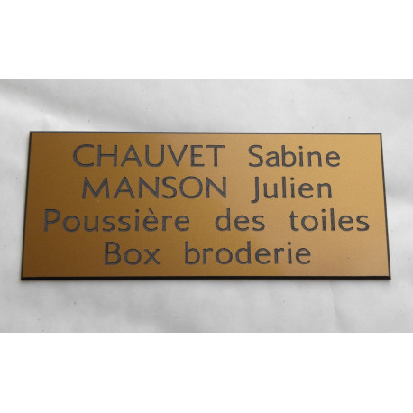 plaque de porte dorée format 50 x 120 mm adhésive 4 lignes