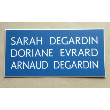 plaque de porte bleu format 50 x 120 mm personnalisable 3 lignes