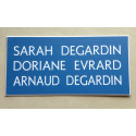 plaque de porte bleu format 50 x 120 mm personnalisable 3 lignes
