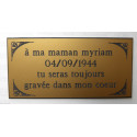 plaque funéraire or  format 75 x 150 mm personnalisable 4 lignes 