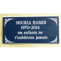 plaque Funéraire bleu marine format 75 x 150 mm personnalisable 4 lignes 
