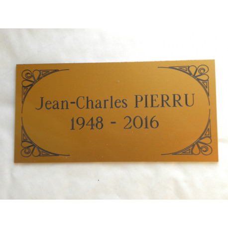 plaque Funéraire or  format 75 x 150 mm personnalisable 2 lignes 