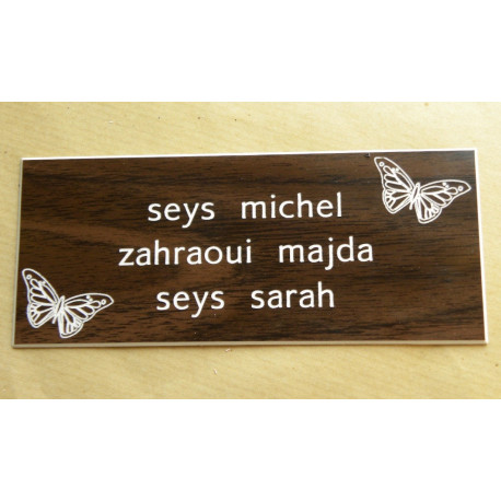 plaque de porte motifs papillons format 50 x 120 mm 3 lignes