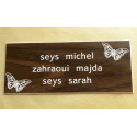 plaque de porte motifs papillons format 50 x 120 mm 3 lignes