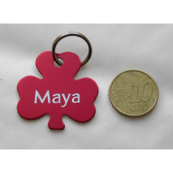 Medaille chien trefle aluminium gravure 2 faces pour chien moyen